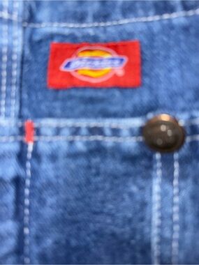 Dickies Men's Blue Denim overalls with Red Logo Patch